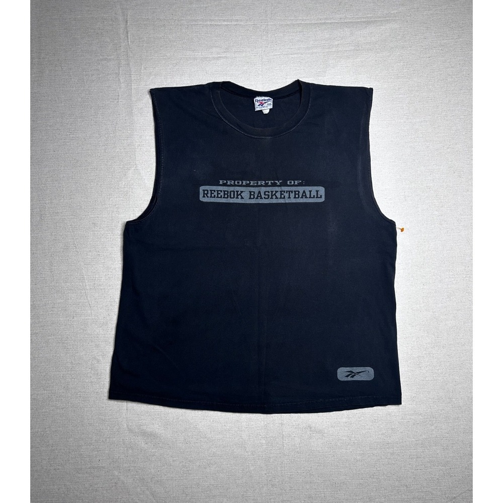 Vintage Reebok Basketball Tank Top Men's XXL Black Made in USA 90s Sleeveless